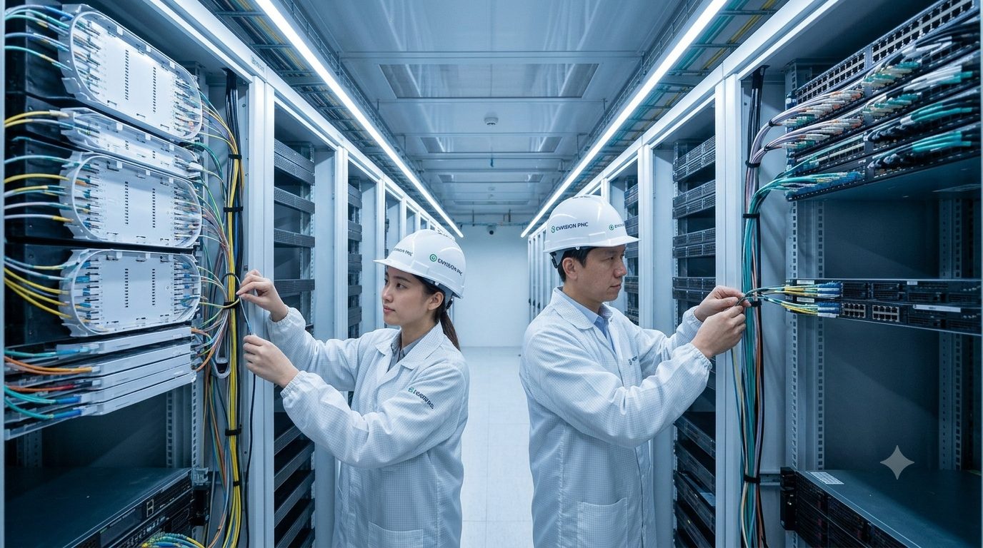 Envision Asia PMC technicians working in a data centre