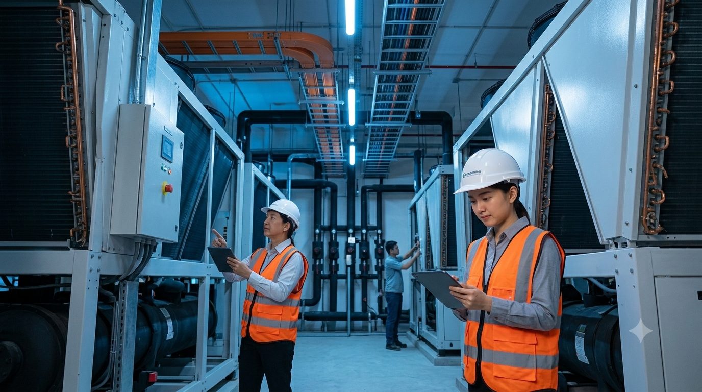 Envision Asia engineers in an energy-efficient plant room